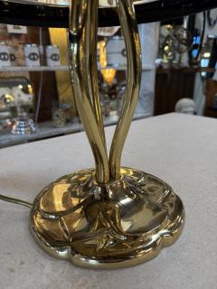 Murano Table Lamp with Amber Dome Shade and Brass Base 1970s - 4514037