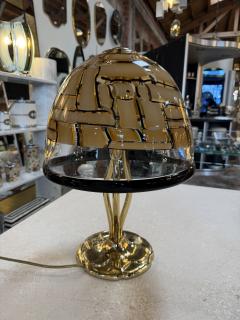 Murano Table Lamp with Amber Dome Shade and Brass Base 1970s - 4514038
