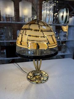 Murano Table Lamp with Amber Dome Shade and Brass Base 1970s - 4514039