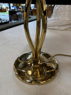 Murano Table Lamp with Amber Dome Shade and Brass Base 1970s - 4514040