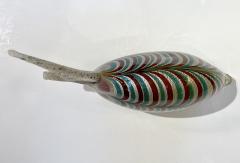 Murano Vintage Amber Silver Brown Turquoise Blue Art Glass Fish Sculpture - 3431522