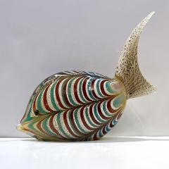 Murano Vintage Amber Silver Brown Turquoise Blue Art Glass Fish Sculpture - 3431526