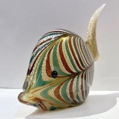 Murano Vintage Amber Silver Brown Turquoise Blue Art Glass Fish Sculpture - 3431528