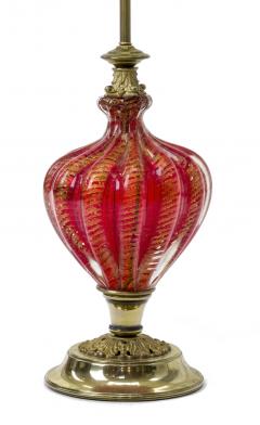 Murano deep ruby and gold flake glass spectacular pair of lamp - 872854