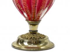 Murano deep ruby and gold flake glass spectacular pair of lamp - 872857