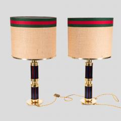 Murano glass and brass table lamps with Gucci inspired shades - 4687264