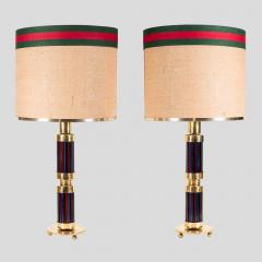 Murano glass and brass table lamps with Gucci inspired shades - 4688499