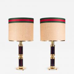 Murano glass and brass table lamps with Gucci inspired shades - 4688500