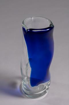 Murano glass vase with abstract blue motif Italy late 1970s  - 2478553