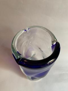 Murano glass vase with abstract blue motif Italy late 1970s  - 2478575