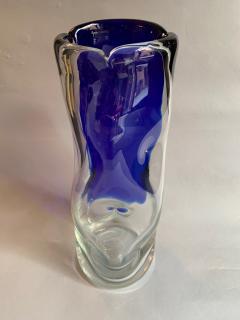 Murano glass vase with abstract blue motif Italy late 1970s  - 2478576