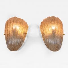 Murano glass wall sconce smokey brown grained half cup - 4640671