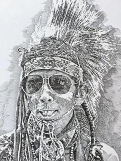 Murray Herbert Tinkelman Native American Indian Portrait in Pen and Ink - 3515839
