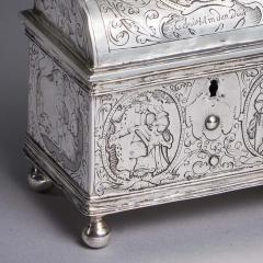Museum Grade Mid 17th Century Dutch Engraved Silver Wedding Coffin or knottekist - 3231682