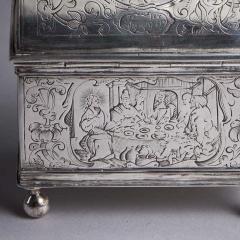 Museum Grade Mid 17th Century Dutch Engraved Silver Wedding Coffin or knottekist - 3231693