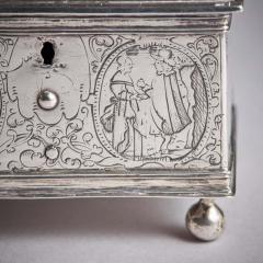 Museum Grade Mid 17th Century Dutch Engraved Silver Wedding Coffin or knottekist - 3231704