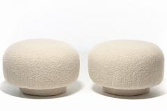 Mushroom Swivel Top Post Modern Style Ottoman Pouf in Ivory White Boucl  - 2450843