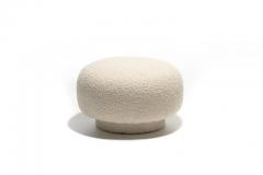 Mushroom Swivel Top Post Modern Style Ottoman Pouf in Ivory White Boucl  - 2450863