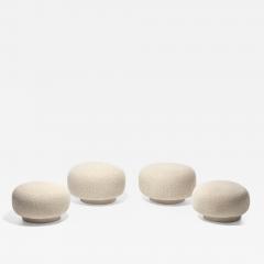 Mushroom Swivel Top Post Modern Style Ottoman Pouf in Ivory White Boucl  - 2459770