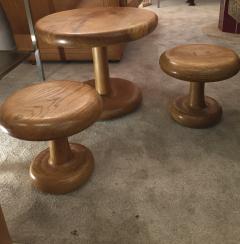 Mushroom shaped awesome rarest pair of 50s oak stools - 1168167