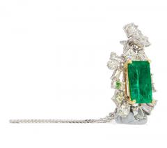 Muzo Vivid Green Colombian Emerald Pendant Necklace with Diamonds in 18K Gold - 3509998