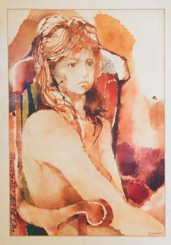 Myra Sides Copus Myra Sides Copus Original Watercolor Painting Portrait of a Girl - 2987515