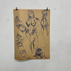 Myrna M Nobile Myrna Nobile Nude Art Paper Drawing 1 Signed 3 5 65 San Diego CA - 2705895