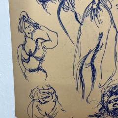 Myrna M Nobile Myrna Nobile Nude Art Paper Drawing 1 Signed 3 5 65 San Diego CA - 2705899