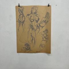 Myrna M Nobile Myrna Nobile Nude Art Paper Drawing 1 Signed 3 5 65 San Diego CA - 2705901