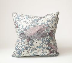 Mystique by Peter Fasano Pink Blue and Cream Linen Pillow - 3465414