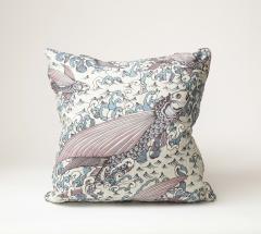 Mystique by Peter Fasano Pink Blue and Cream Linen Pillow - 3465415