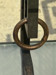 NEO CLASSICAL MODERNIST BLACK GILT IRON SIDE TABLES CARVED GREEK KEY GLASS - 4271800