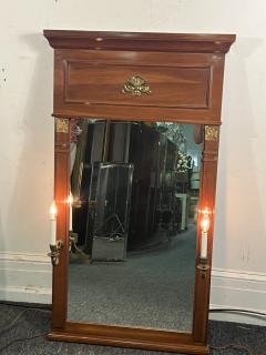NEO CLASSICAL TRUMEAU MIRROR WITH ATTACHED BRONZE SCONCES - 4138969