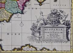 NICOLAES VISSCHER 18th Century Hand Colored Map of Spain and Portugal by Visscher - 2777220