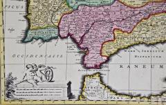 NICOLAES VISSCHER 18th Century Hand Colored Map of Spain and Portugal by Visscher - 2777263