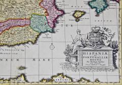 NICOLAES VISSCHER 18th Century Hand Colored Map of Spain and Portugal by Visscher - 2777266