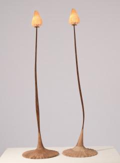 NICOLAS CESBRON Pair of Nicolas Cesbron Tall Table Lamps with Shell Shades France 2023 - 4588297
