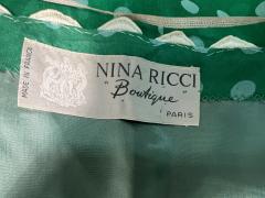 NINA RICCI MID CENTURY NINA RICCI GREEN AND WHITE POLKA DOT FOUR PIECE SKIRT SET - 3746380