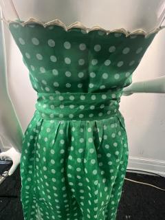 NINA RICCI MID CENTURY NINA RICCI GREEN AND WHITE POLKA DOT FOUR PIECE SKIRT SET - 3746382