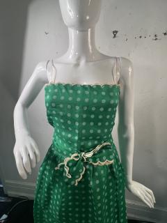 NINA RICCI MID CENTURY NINA RICCI GREEN AND WHITE POLKA DOT FOUR PIECE SKIRT SET - 3746388