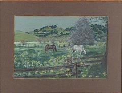 Na ve Painting of Horses in a Field U S A circa 1920 - 4035689