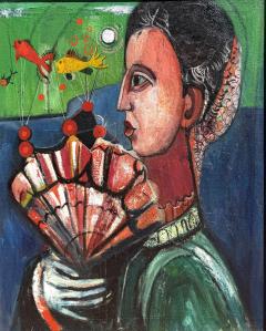 Nahum Tschacbasov Gentleman with Fan and Gold Fish  - 4780572