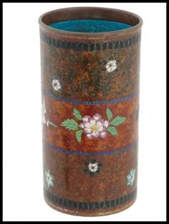 Namikawa Yasuyuki Antique Early Meiji Japanese Cloisonne Brush Pot with Crane - 3903458