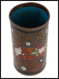 Namikawa Yasuyuki Antique Early Meiji Japanese Cloisonne Brush Pot with Crane - 3903492