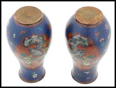 Namikawa Yasuyuki Antique Pair of Early Meiji Japanese Cloisonne Vases in the Style of Namikawa - 3903490