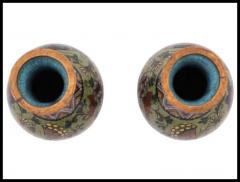 Namikawa Yasuyuki Attr To Namikawa Rare Pair Japanese Cloisonne Enamel Butterfly Vases - 3903713