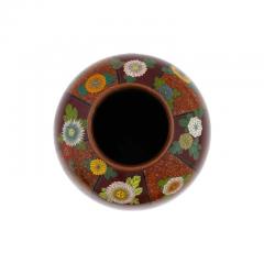 Namikawa Yasuyuki Japanese Cloisonne Stripe Vase with Chrysanthemums Namikawa Yasuyuki Meiji Vase - 3899972