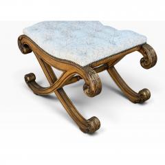 Nancy Corzine 18c Style Regency Giltwood Tufted Cut Velvet Footstool Ottoman X Bench - 4744016