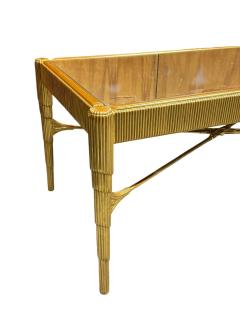 Nancy Corzine ART DECO REVIVAL GOLDLEAF STEPPED RIBBED WOOD WITH SILVER LEAF MIRROR TOP - 4463438