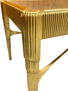 Nancy Corzine ART DECO REVIVAL GOLDLEAF STEPPED RIBBED WOOD WITH SILVER LEAF MIRROR TOP - 4463442